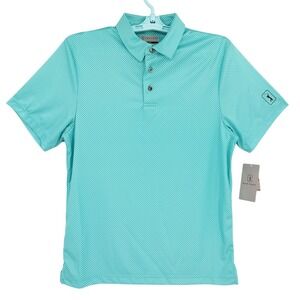 PGA Tour Mens UPF 50 Moisture Wicking Stretch Ceramic Blue Polo Shirt Size S NWT